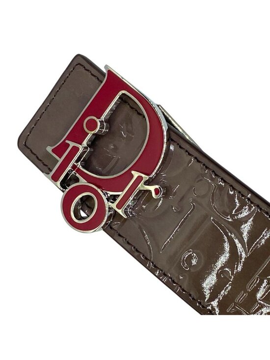 Dior Oblique Embossed Reversible Belt Enamel Patent Leather Brown Everyday main image 10